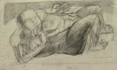 21.5.1_Motherhood_Pencil on cardboard 20x34cm